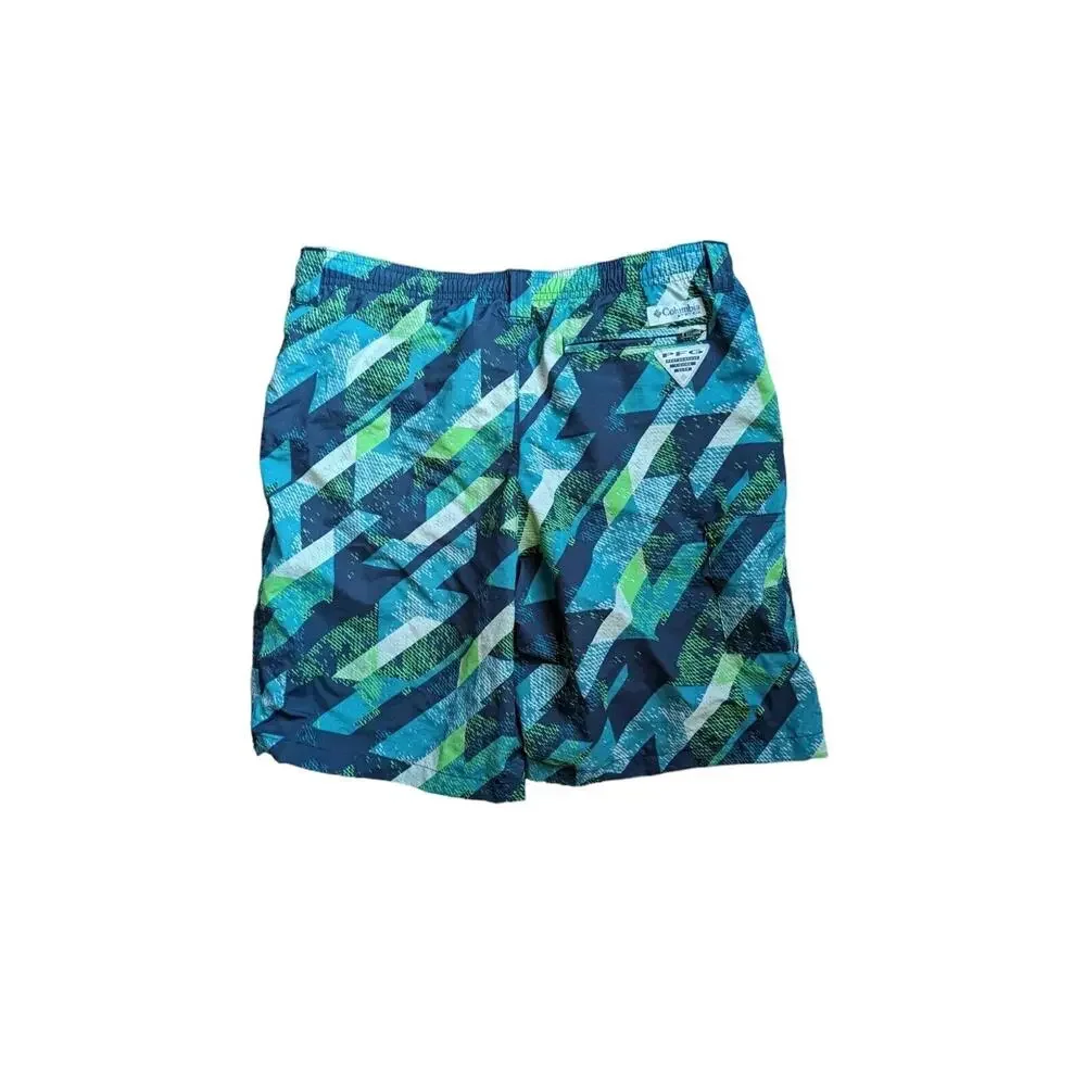 Columbia PFG Backcast Swim Trunks Boys XL 14 Blue Striped Shorts Nylon Fishing
